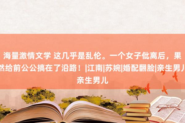 海量激情文学 这几乎是乱伦。一个女子仳离后，果然给前公公搞在了沿路！|江南|苏婉|婚配翻脸|亲生男儿