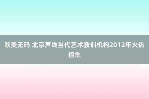 欧美无码 北京声线当代艺术教训机构2012年火热招生