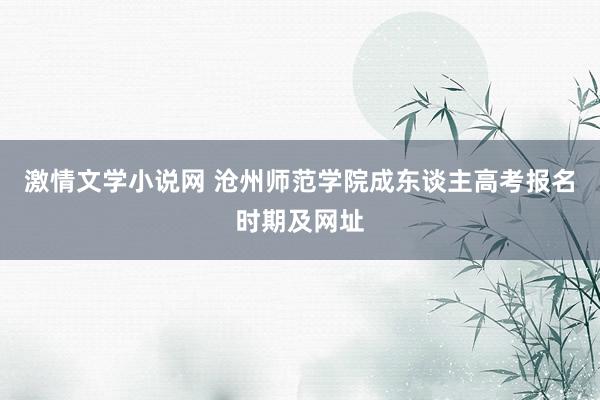 激情文学小说网 沧州师范学院成东谈主高考报名时期及网址