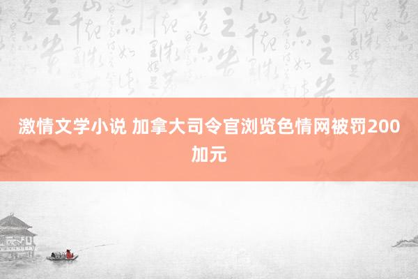 激情文学小说 加拿大司令官浏览色情网被罚200加元