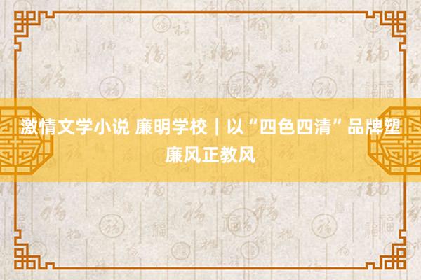 激情文学小说 廉明学校｜以“四色四清”品牌塑廉风正教风