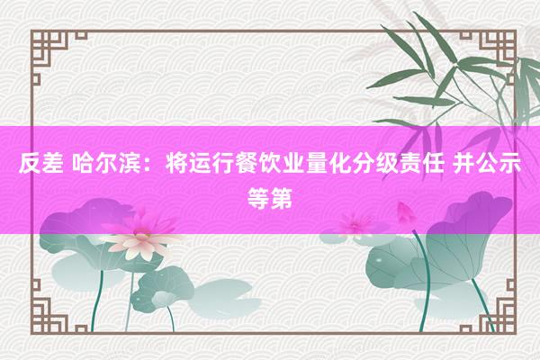 反差 哈尔滨：将运行餐饮业量化分级责任 并公示等第